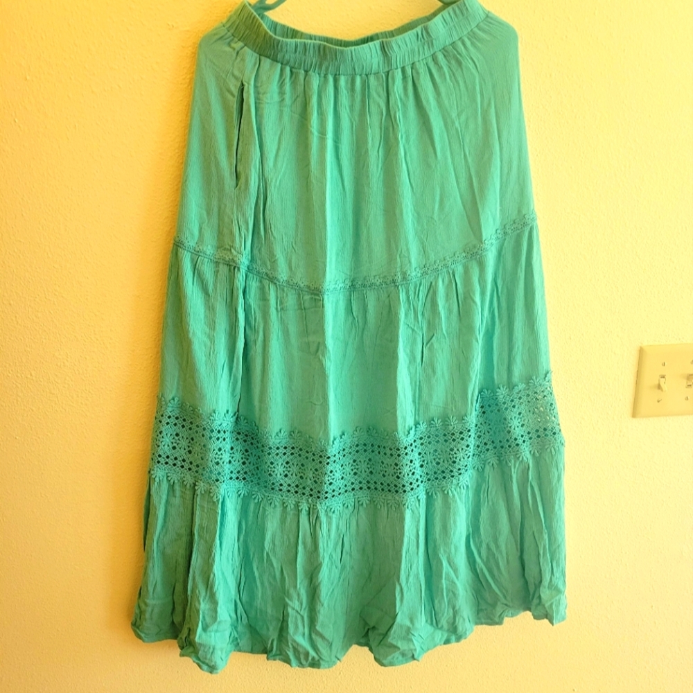 Long teal skirt , size M